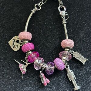 Pink and Silver ballet/Nutcracker Charms Bracelet - Handmade